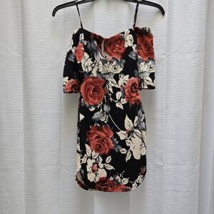 Papaya Black and Red Floral Mini Dress